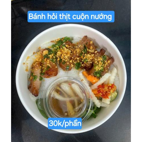 Bánh hỏi cuộn thịt nướng