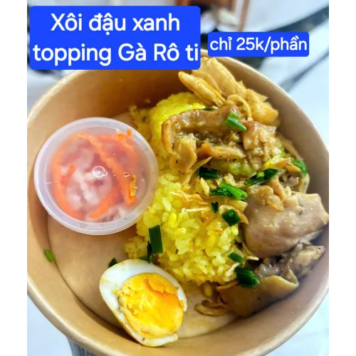 Xôi đậu xanh gà Roti